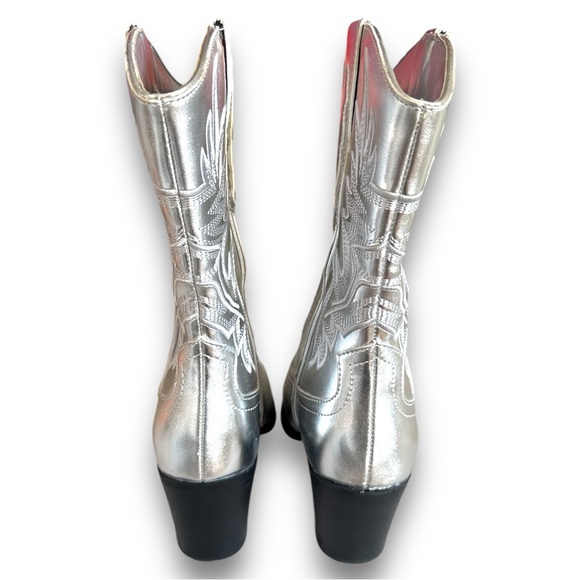 Forever 21 Embroidered Metallic Cowboy Boots - Picture 10 of 16